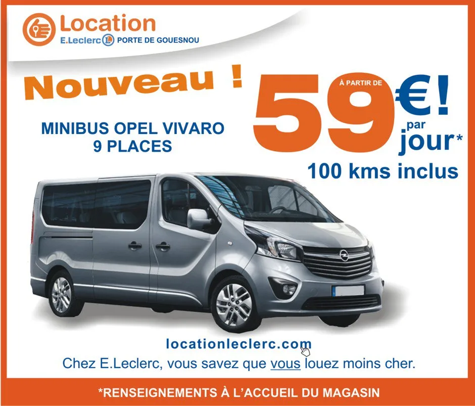 Tarif location minibus 9 places leclerc
